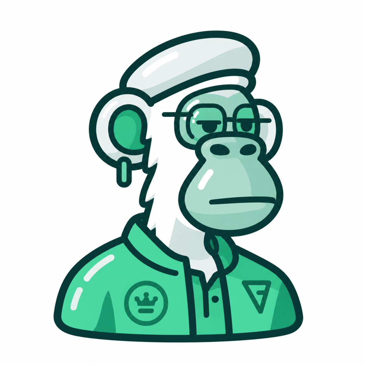 APEPUMP character in a mint jacket